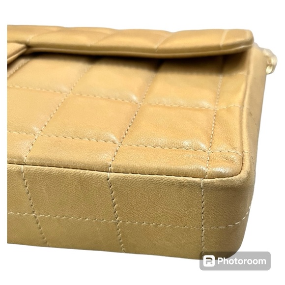 Vintage authentic CHANEL shoulder clutch bag square quilted lamb skin & gold - Picture 10 of 16
